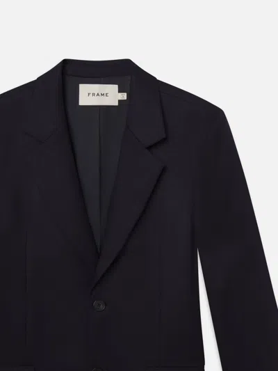Frame Single Breasted Blazer In Blue