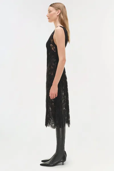 Simkhai Women's V-neck Delphine Sequin Lace Midi Dress In Black In Black