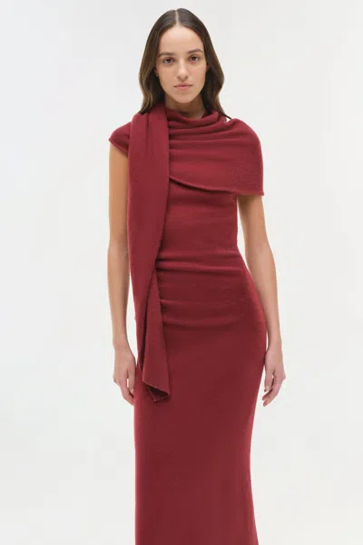 Simkhai Women's Knitted Hathaway Wool Cashmere Midi Dress In Cranberry In Red