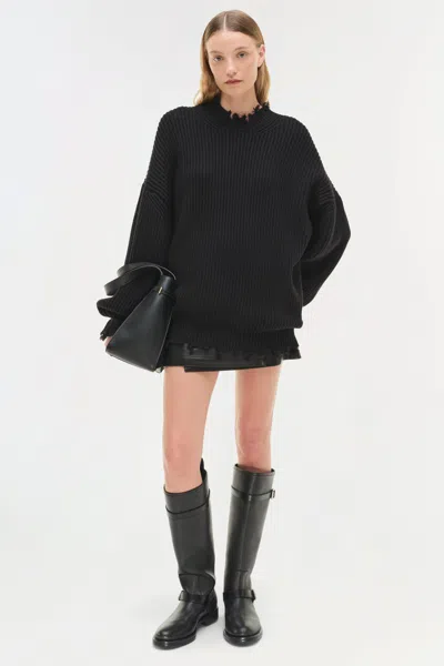 Simkhai Women's Willa Oversized Wool Sweater In Black In Black