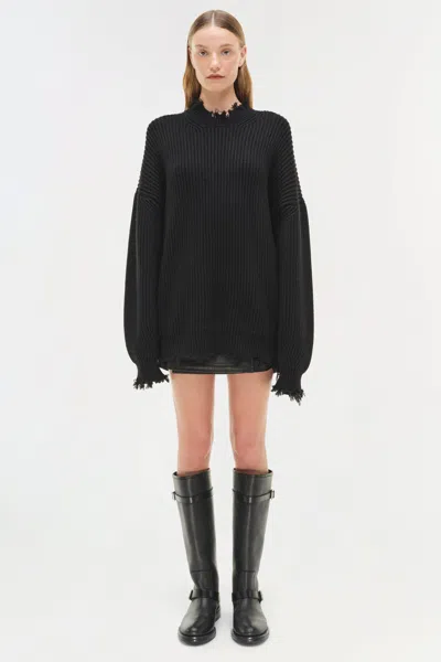 Simkhai Women's Willa Oversized Wool Sweater In Black In Black