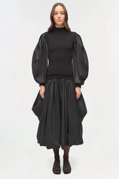 Simkhai Jackie Taffeta Knit Top In Black In Black
