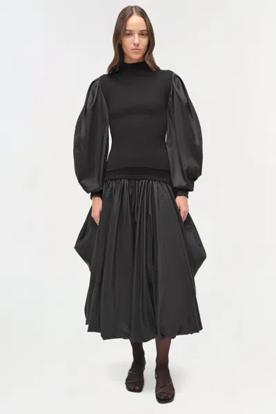Simkhai Jackie Taffeta Knit Top In Black In Black