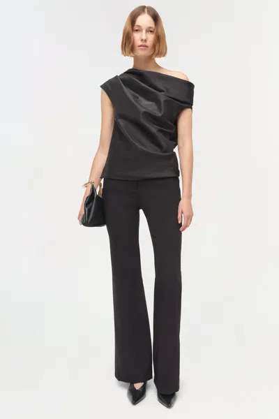 Simkhai Viva Draped One-shoulder Blouse In Black