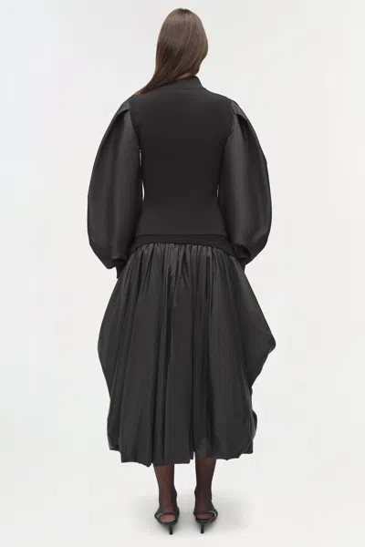 Simkhai Jackie Taffeta Knit Top In Black In Black