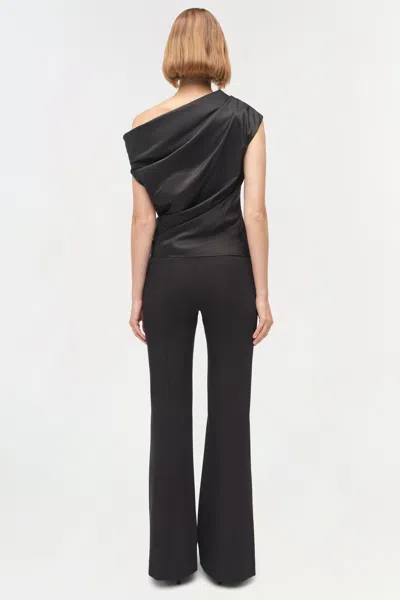 Simkhai Viva Draped One-shoulder Blouse In Black