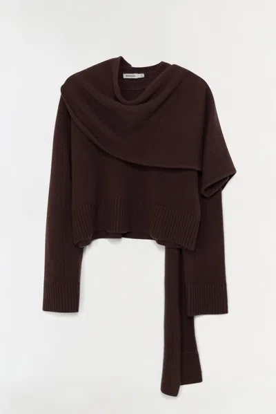 Simkhai Women's Knitted Elson Wool Cashmere Scarf Sweater In Chocolate In Brown
