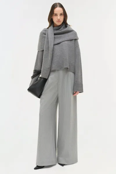 Simkhai Women's Knitted Elson Wool Cashmere Scarf Sweater In Heather Grey In Gray