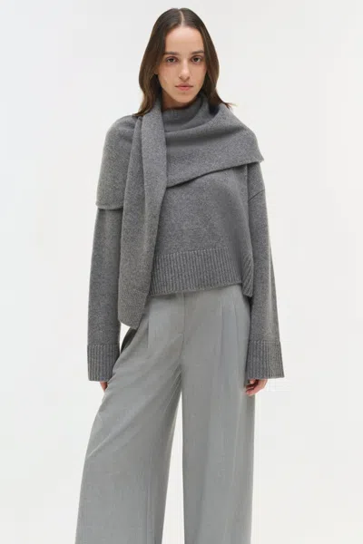 Simkhai Women's Knitted Elson Wool Cashmere Scarf Sweater In Heather Grey In Gray