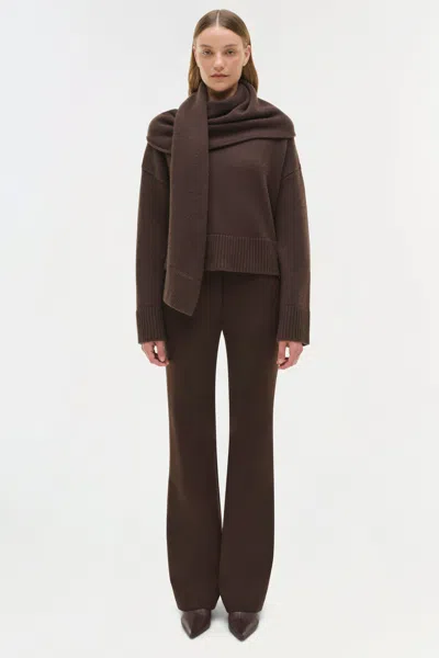 Simkhai Women's Knitted Elson Wool Cashmere Scarf Sweater In Chocolate In Brown