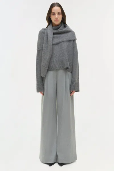 Simkhai Women's Knitted Elson Wool Cashmere Scarf Sweater In Heather Grey In Gray