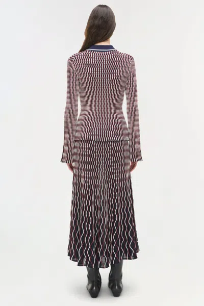 Simkhai Colleen Wavy Striped Polo Shirt In Pink