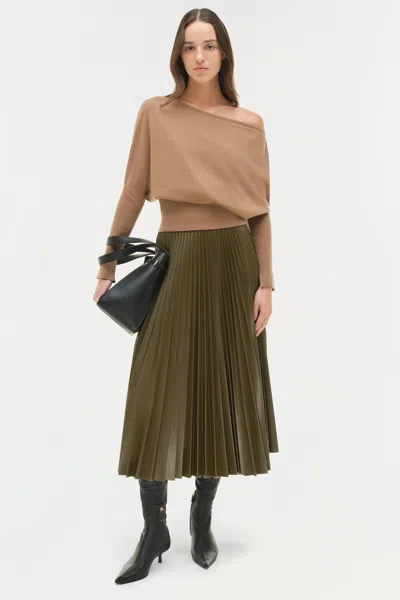Simkhai Women's Kezia Vegan Leather Midi Skirt In Alligator In Green