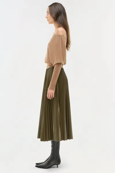 Simkhai Women's Kezia Vegan Leather Midi Skirt In Alligator In Green