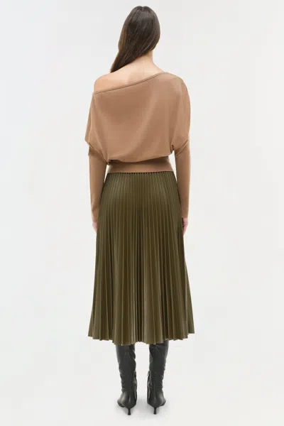 Simkhai Women's Kezia Vegan Leather Midi Skirt In Alligator In Green