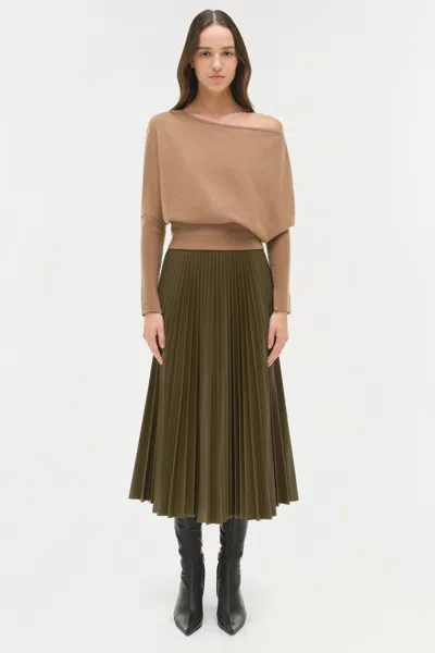 Simkhai Women's Kezia Vegan Leather Midi Skirt In Alligator In Green