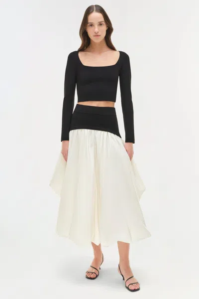 Simkhai Women's Corinn Taffeta Knit Midi Skirt In Black/multi In Multi