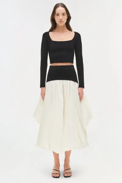 Simkhai Women's Corinn Taffeta Knit Midi Skirt In Black/multi In Multi