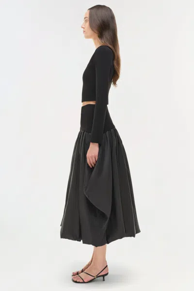 Simkhai Women's Corinn Taffeta Knit Midi Skirt In Black In Black