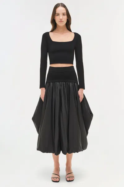 Simkhai Women's Corinn Taffeta Knit Midi Skirt In Black In Black