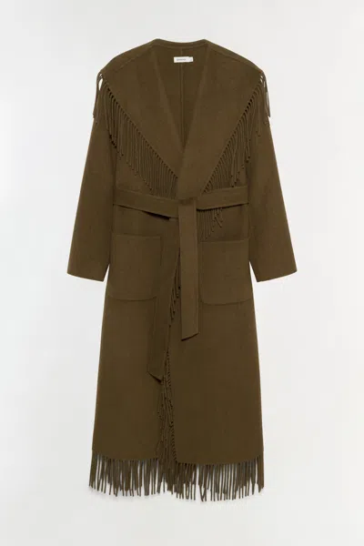 Simkhai Women's Carrie Fringe Coat In Alligator In Green