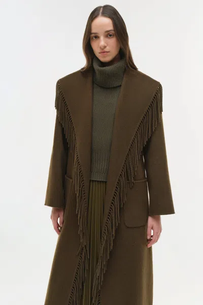 Simkhai Women's Carrie Fringe Coat In Alligator In Green