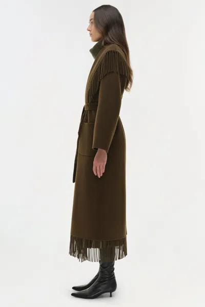 Simkhai Women's Carrie Fringe Coat In Alligator In Green