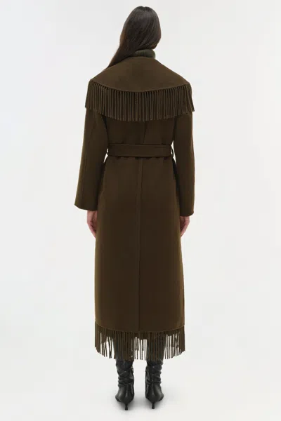Simkhai Women's Carrie Fringe Coat In Alligator In Green
