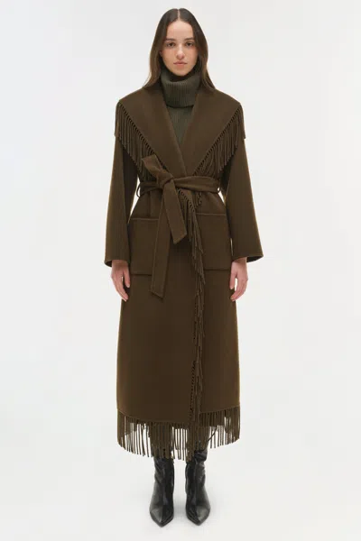 Simkhai Women's Carrie Fringe Coat In Alligator In Green