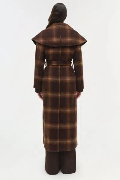 Simkhai Women's Mulhollond Wool Robe Coat In Chocolate Plaid