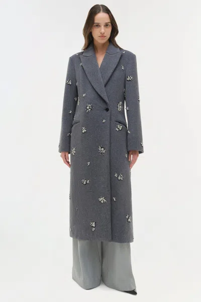 Simkhai Women's Gianni Embellished Wool Coat In Heather Grey In Gray