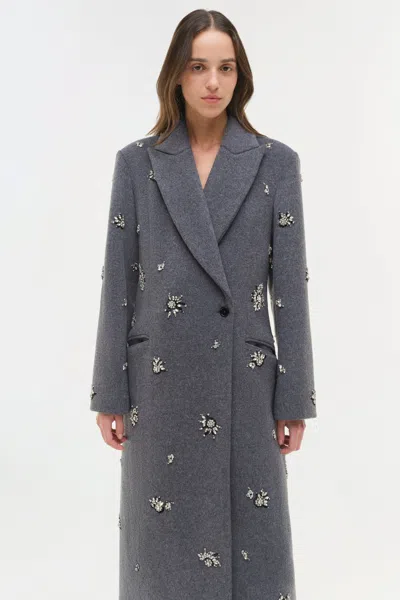 Simkhai Women's Gianni Embellished Wool Coat In Heather Grey In Gray