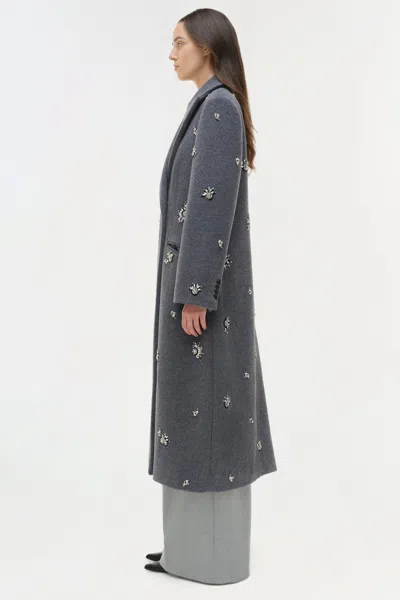 Simkhai Women's Gianni Embellished Wool Coat In Heather Grey In Gray