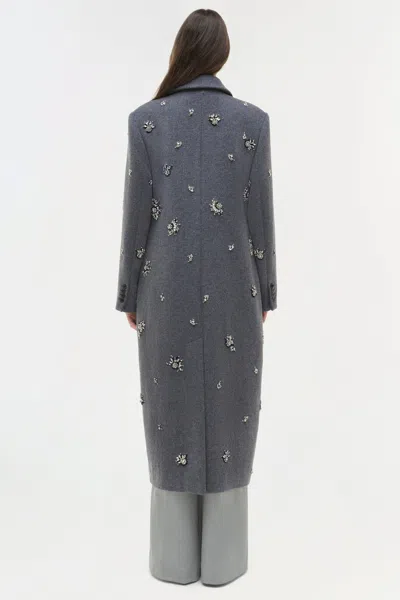 Simkhai Women's Gianni Embellished Wool Coat In Heather Grey In Gray