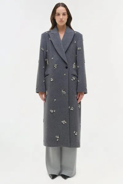 Simkhai Women's Gianni Embellished Wool Coat In Heather Grey In Gray