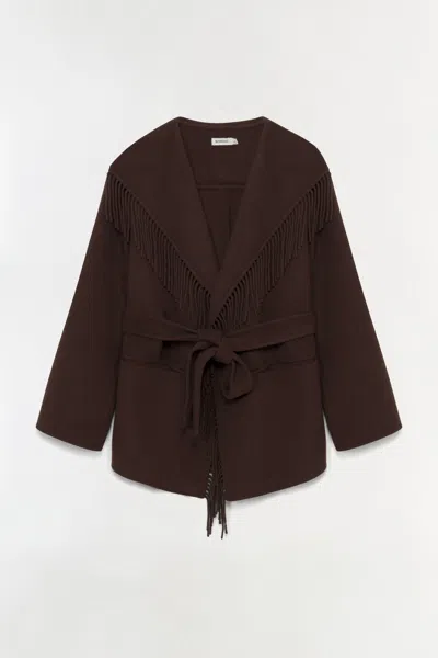 Simkhai Fringe-trimmed Coat In Brown
