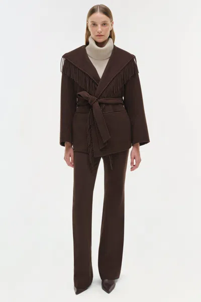 Simkhai Fringe-trimmed Coat In Brown