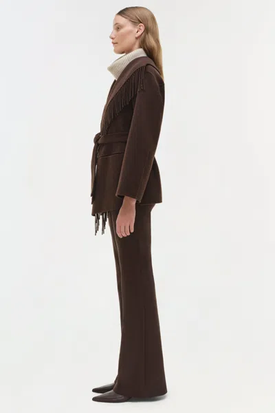 Simkhai Fringe-trimmed Coat In Brown