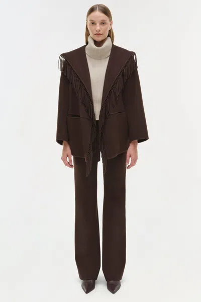 Simkhai Fringe-trimmed Coat In Brown