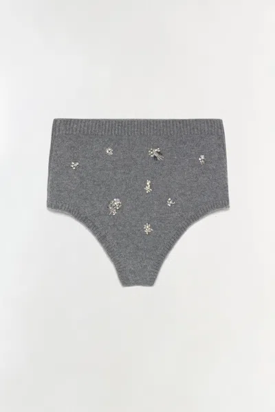 Simkhai Women's Georgie Embellished Knit Knickers In Heather Grey In Gray