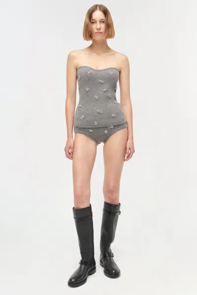 Simkhai Women's Georgie Embellished Knit Knickers In Heather Grey In Gray