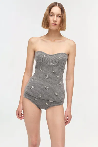 Simkhai Women's Georgie Embellished Knit Knickers In Heather Grey In Gray