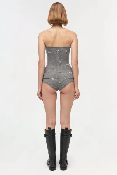 Simkhai Women's Georgie Embellished Knit Knickers In Heather Grey In Gray