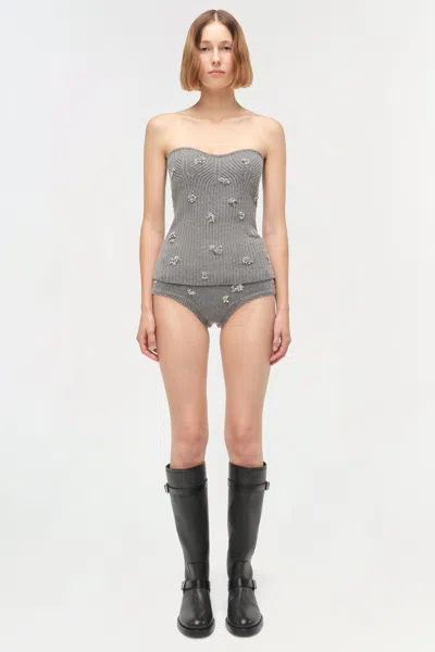 Simkhai Women's Georgie Embellished Knit Knickers In Heather Grey In Gray