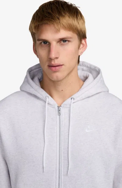 Nike Club Fleece Zip Hoodie In Gray