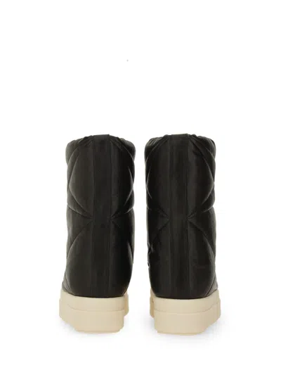 Rick Owens Quilted Platform Boots Round Toe In Black