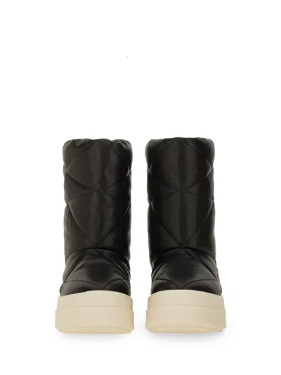 Rick Owens Quilted Platform Boots Round Toe In Black