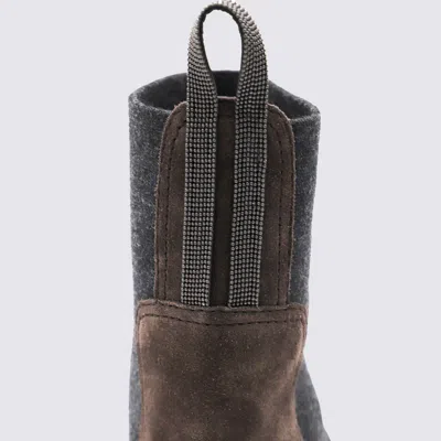 Brunello Cucinelli Cedar Brown Flat Shoes With Elasticated Side Panels And Rubber Sole In Brown