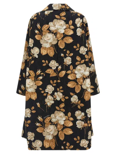 Dolce & Gabbana Embroidered Floral Pattern Coat With Long Sleeves In Black