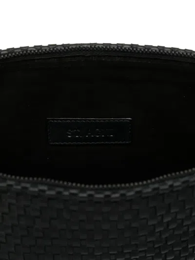 St Agni St. Agni Latice Weave Crescent Leather Shoulder Bag In Black